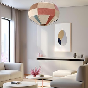 GAIA-5200, Handmade YARN Lamp Shade, Made-To-Order,Xtra Large Woven Bon Bon Lampshade, Pendant Light by AbajurHandmade,