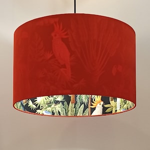 PARROTS In TANGERINE MYSTERY, Handmade Lamp shade by Abajur.