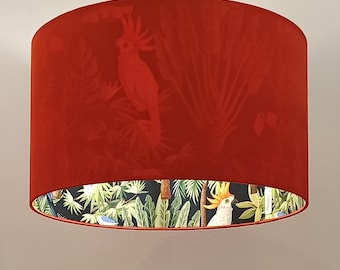 PARROTS In TANGERINE MYSTERY, Handmade Lamp shade by Abajur.