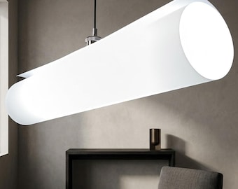 Modern Rolled-Up Pendant Light – Minimalist Milky Opal PVC Hanging Lamp