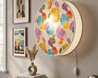 Modern Pebble Wall Sconce - Colorful Retro Plug-In Lamp.