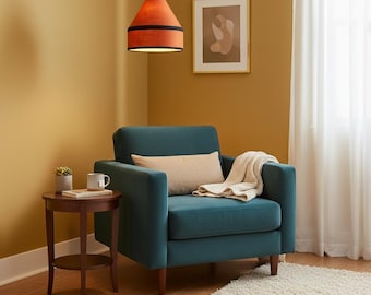 Handmade  Pendant Lamp Shade "Venice Narrow Linen Rusty Brown": Unique Statement Home Decor.