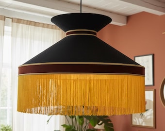 Luxury Statement Black Velvet and Fringes Pendant Chandelier
