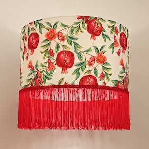 FRINGED POMEGRANATES, Handmade Lamp shade by Abajur.