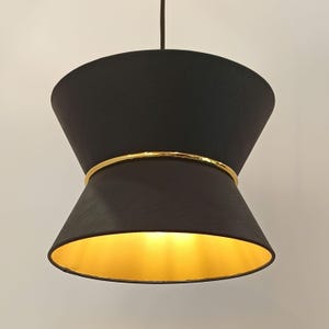 3-in-1 Black and Gold Pendant Lamp 3-IN-1 SAT-ELLITE-30: Handmade Minimalist Lampshade
