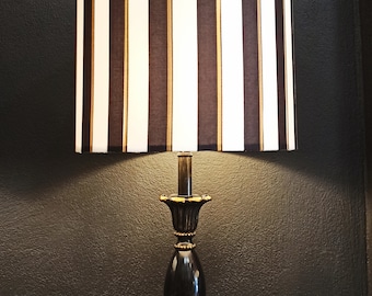 Schwarz-Weiße Vertikale Streifen, Handgefertigter Lampenschirm von Abajer.