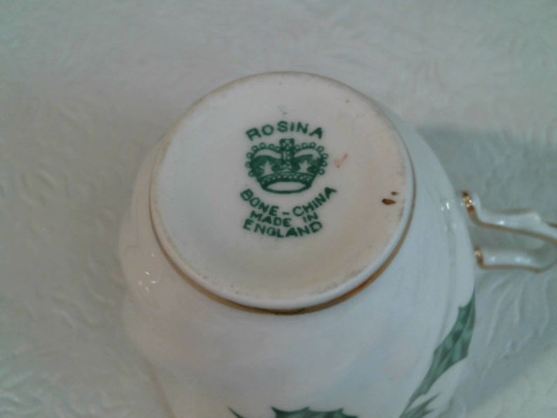 Flat Tea Cup and Saucer Rosina Holly and Berries