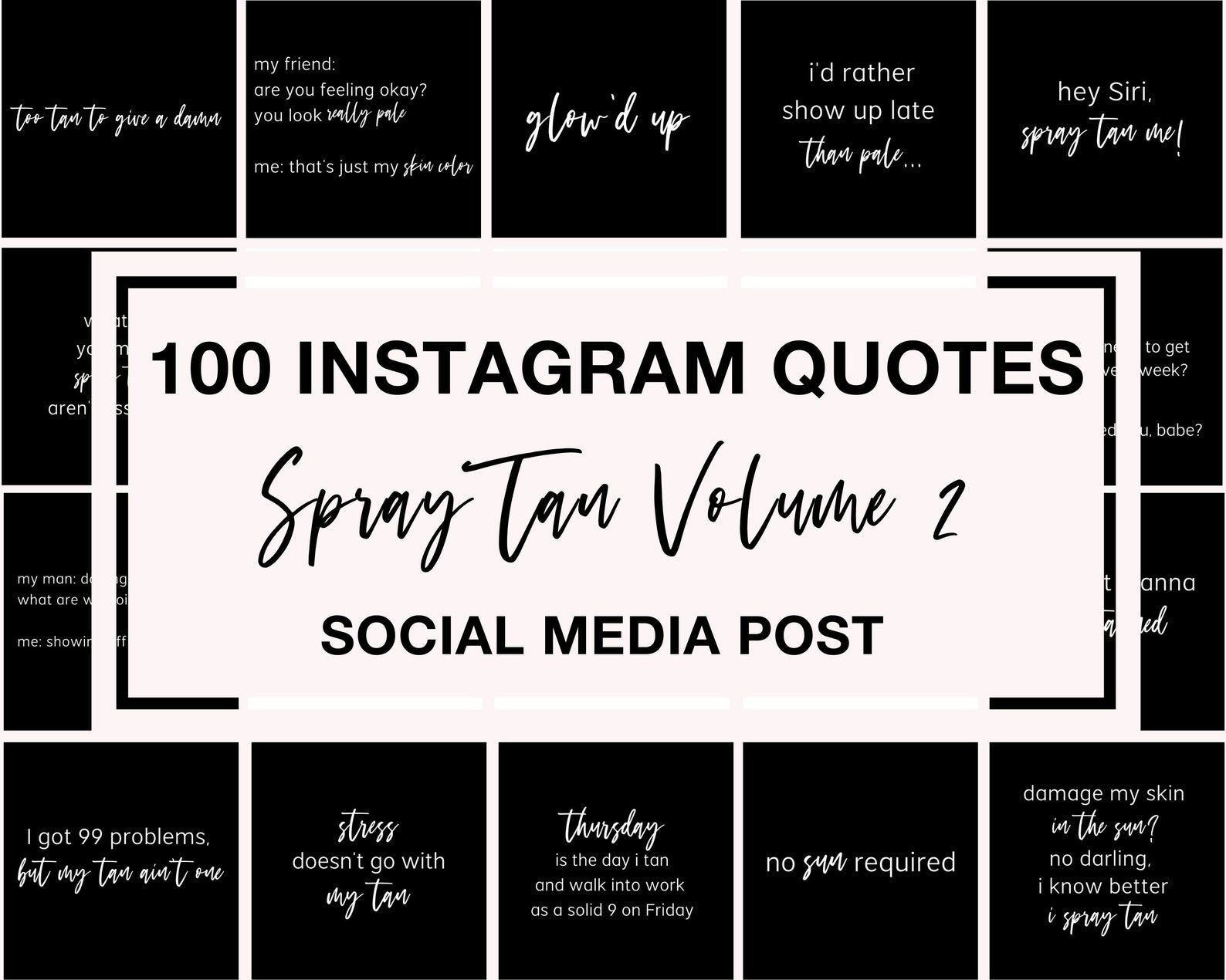 Spray Tan Instagram Spray Tanning Quotes Black and White Etsy