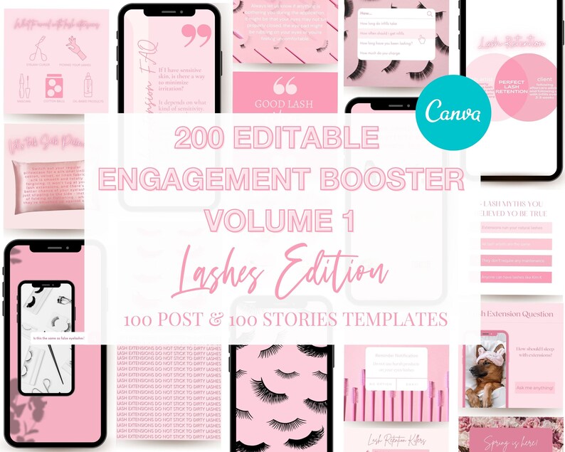 Lash Instagram Template Editable Pink Lash Quotes Lash Tech Etsy