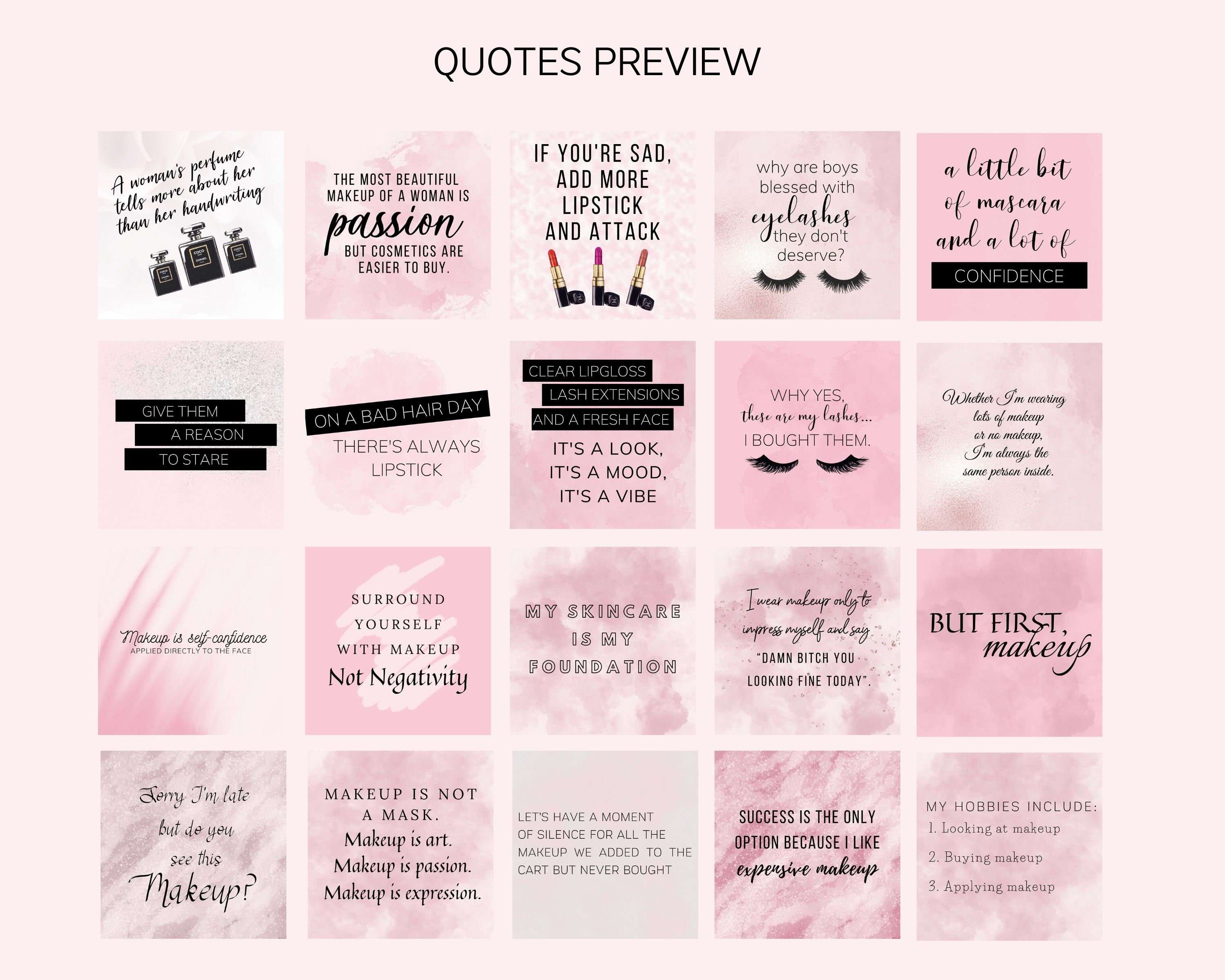 Instagram Post Templates Pink Makeup Artists Posts Quotes | Etsy