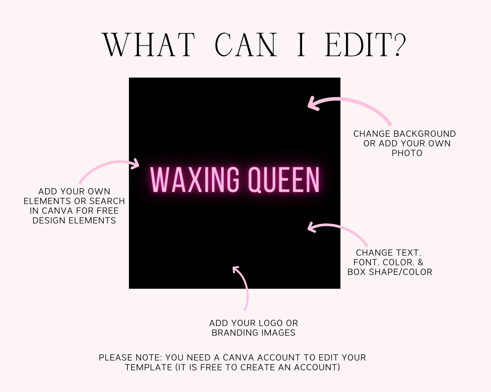 Waxing Instagram Editable Waxing Quote Canva Template Hair Etsy
