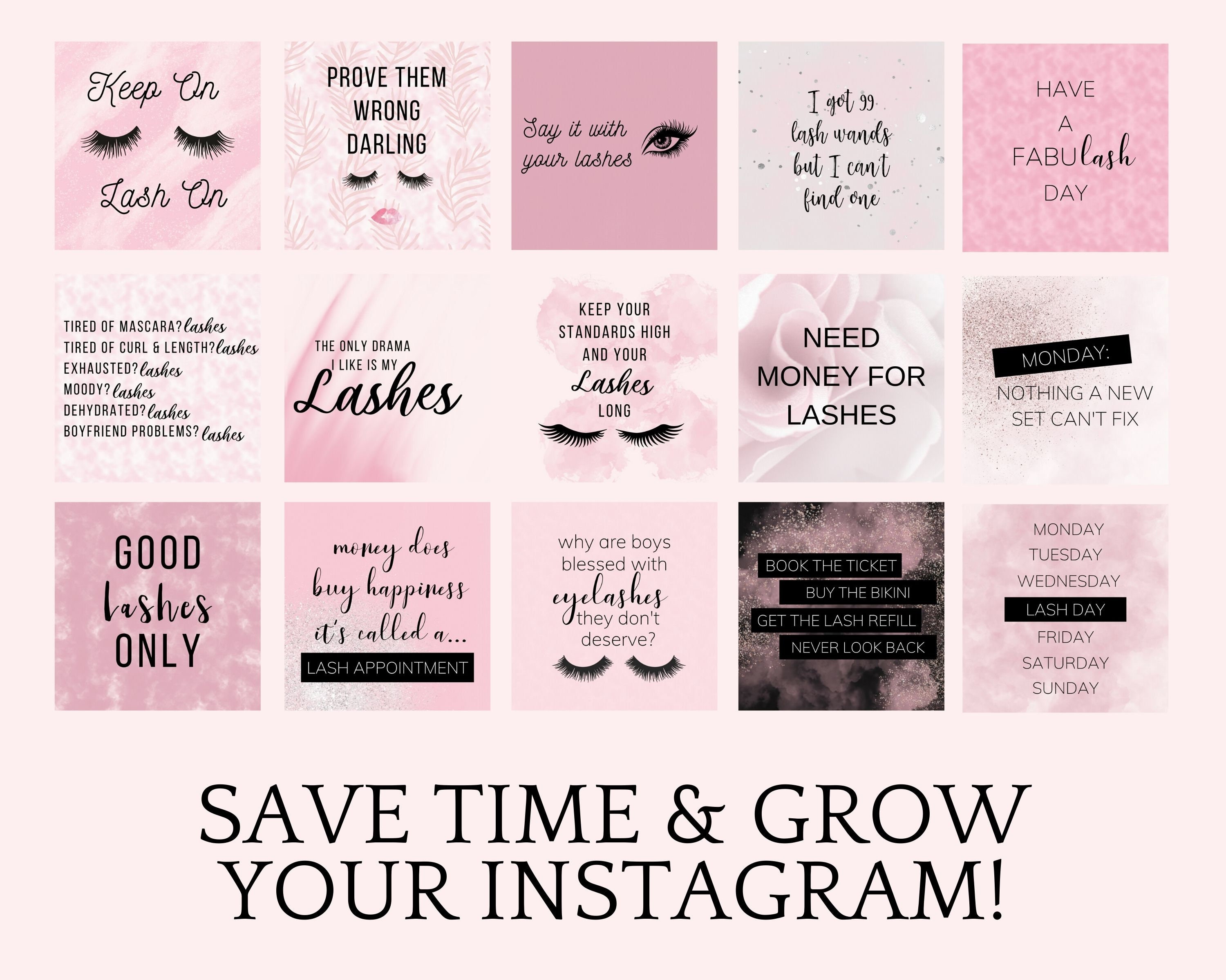 Instagram Post Template Lash Artist Pink Instagram Quotes - Etsy