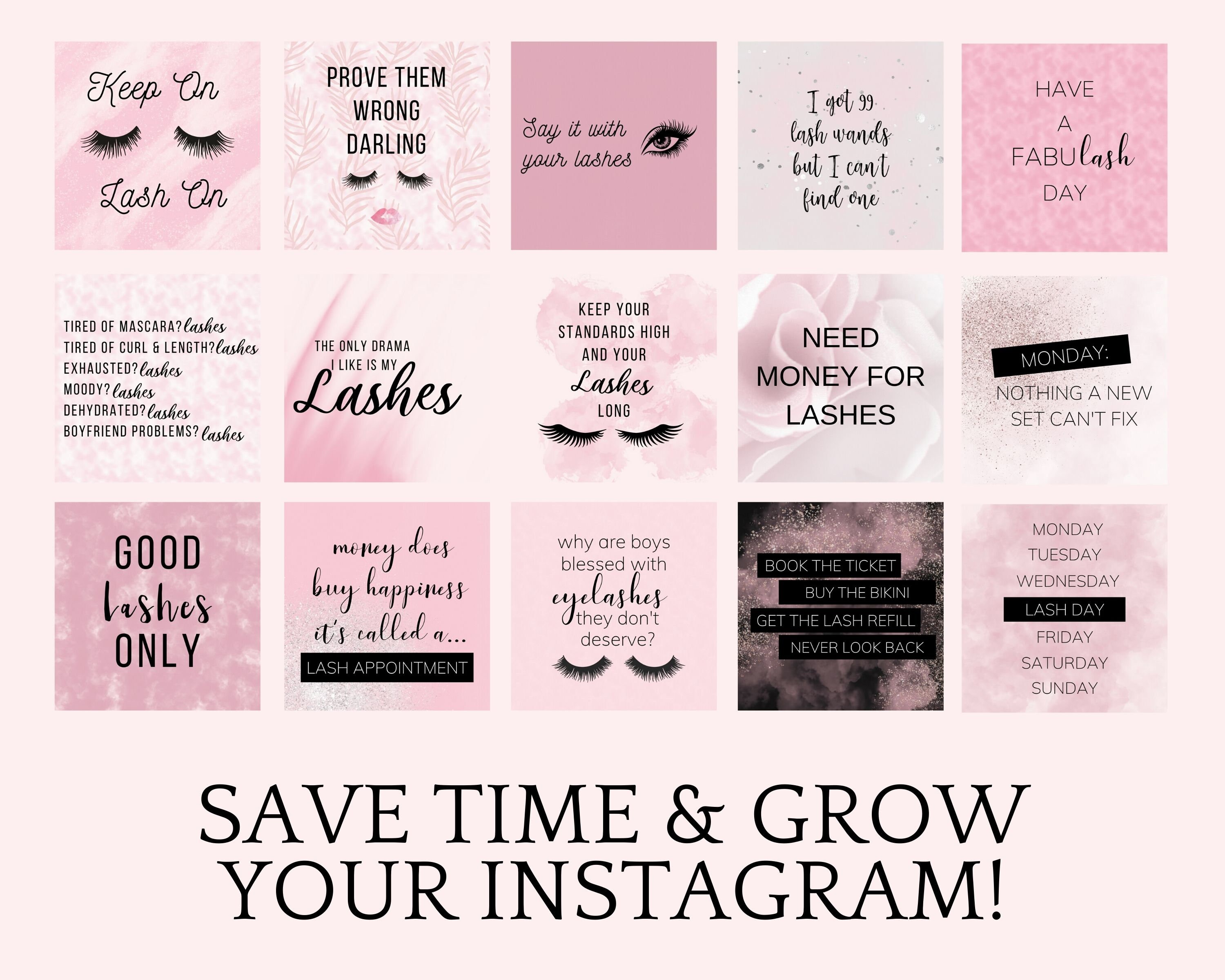 Instagram Post Template Lash Artist Pink Instagram Quotes Etsy
