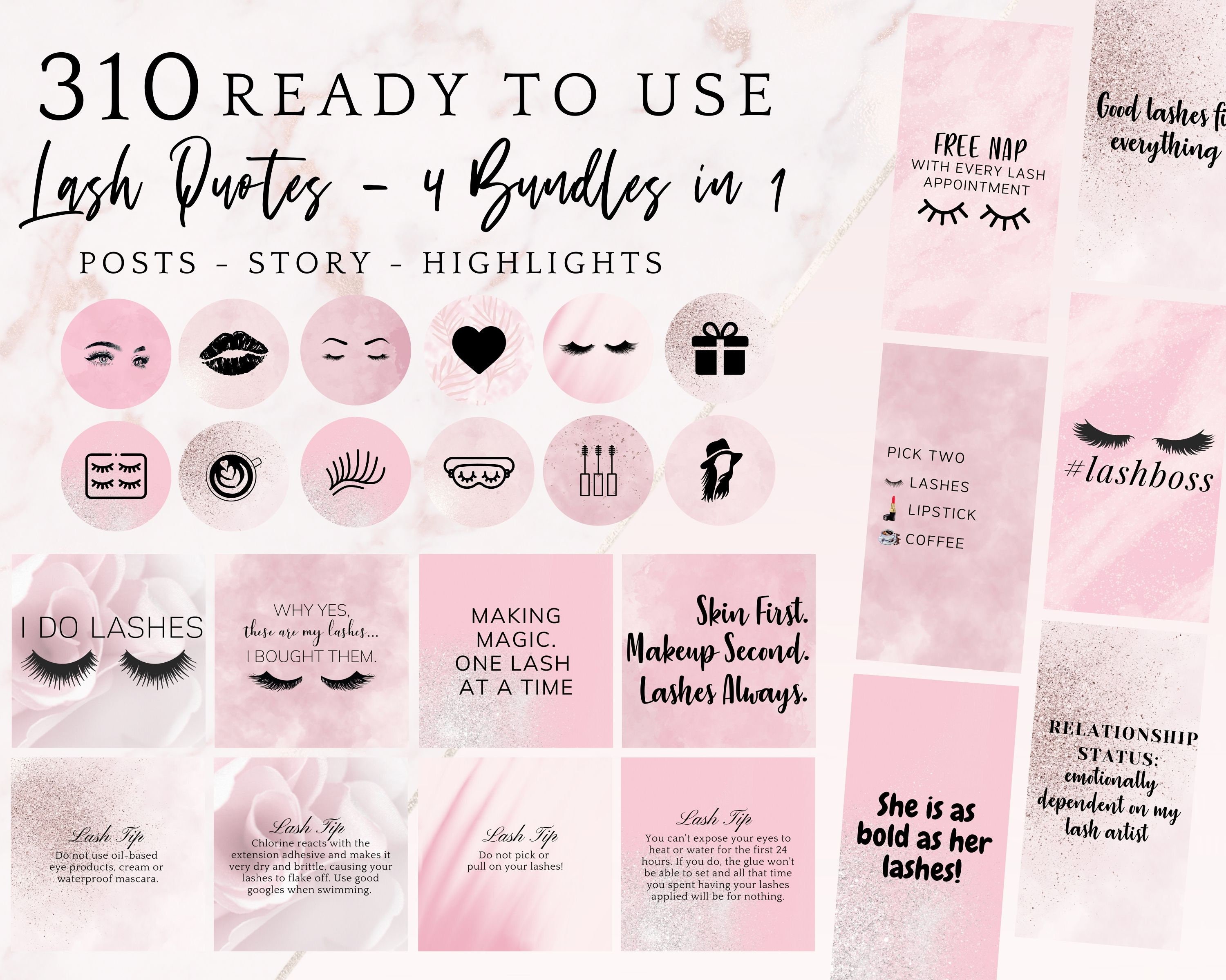 Instagram Post Template Lash Artist Pink Instagram Quotes Etsy