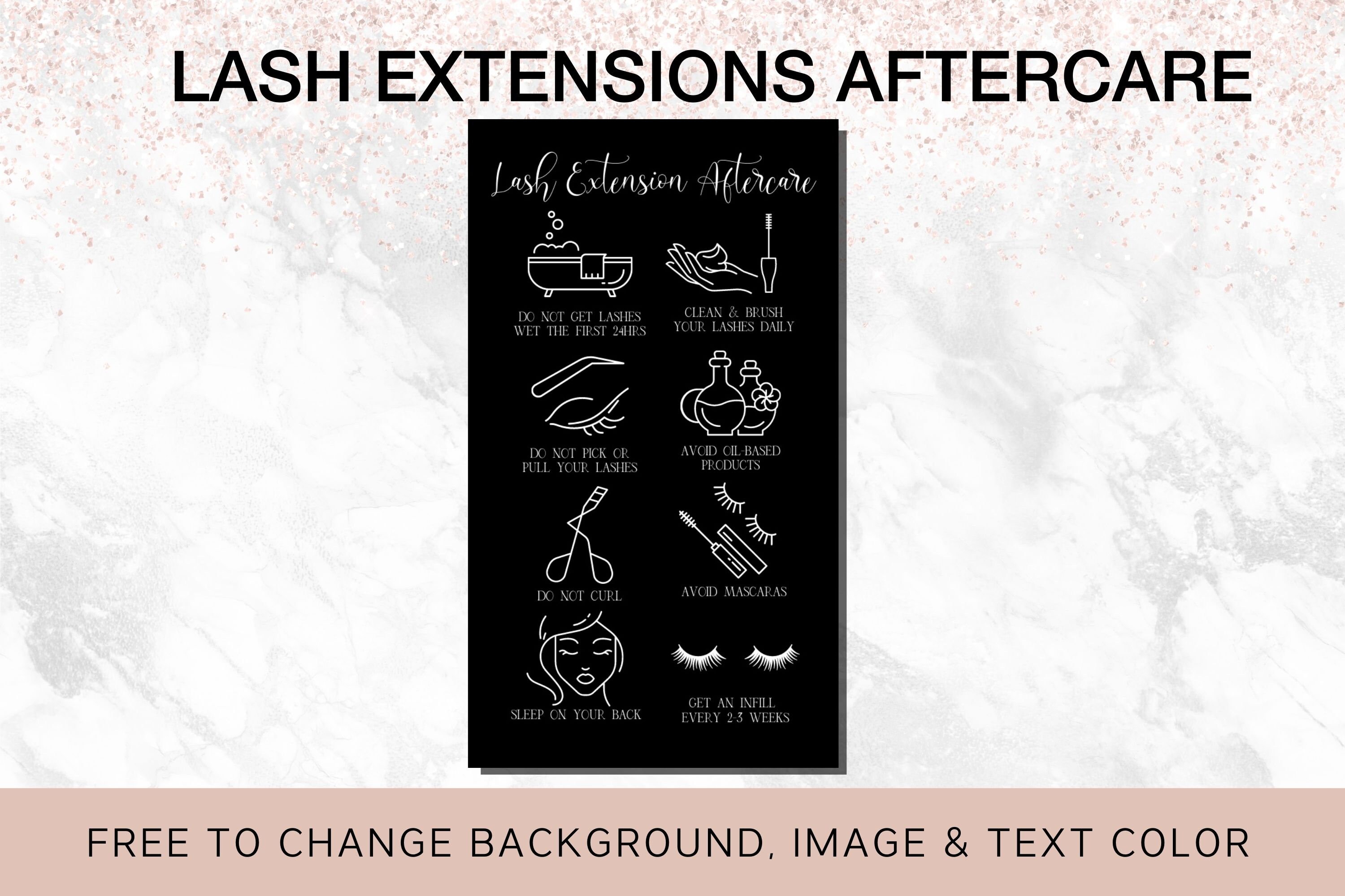 Lash Extensions Aftercare Card Black and White Eyelash | Etsy