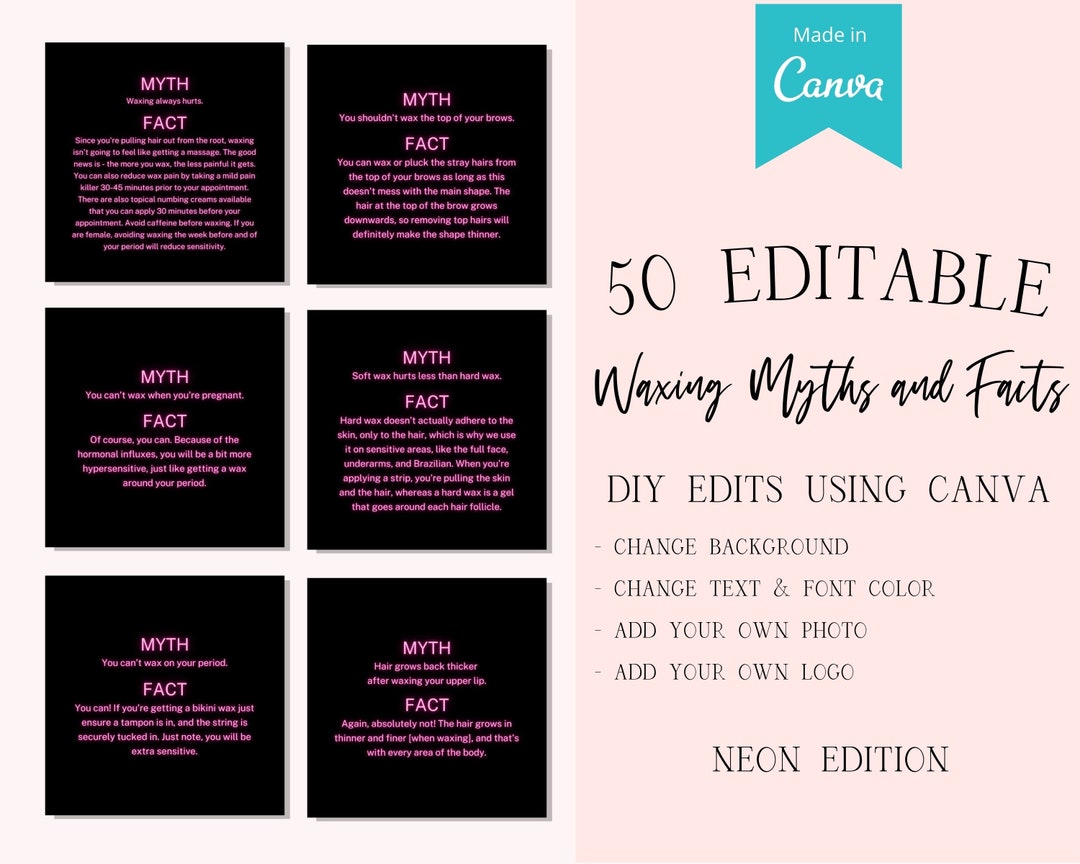 Waxing Instagram Editable Waxing Quote Canva Template Hair Etsy