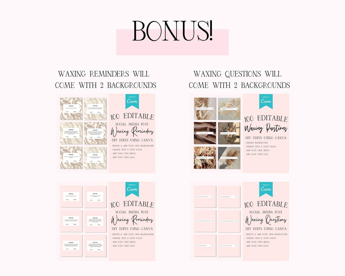 Waxing Instagram Template Waxing Quote Bundle Esthetician Etsy