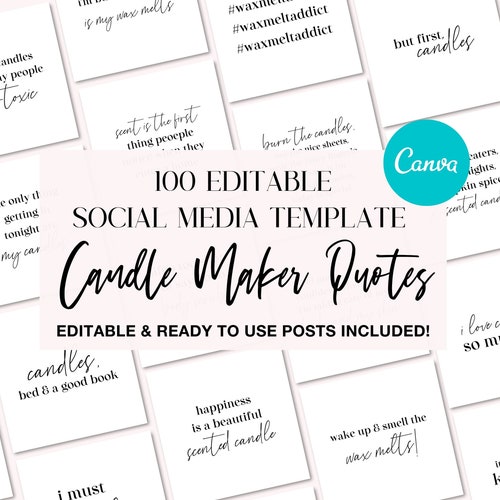 Candle Maker Quotes Instagram Template Canva Editable Etsy