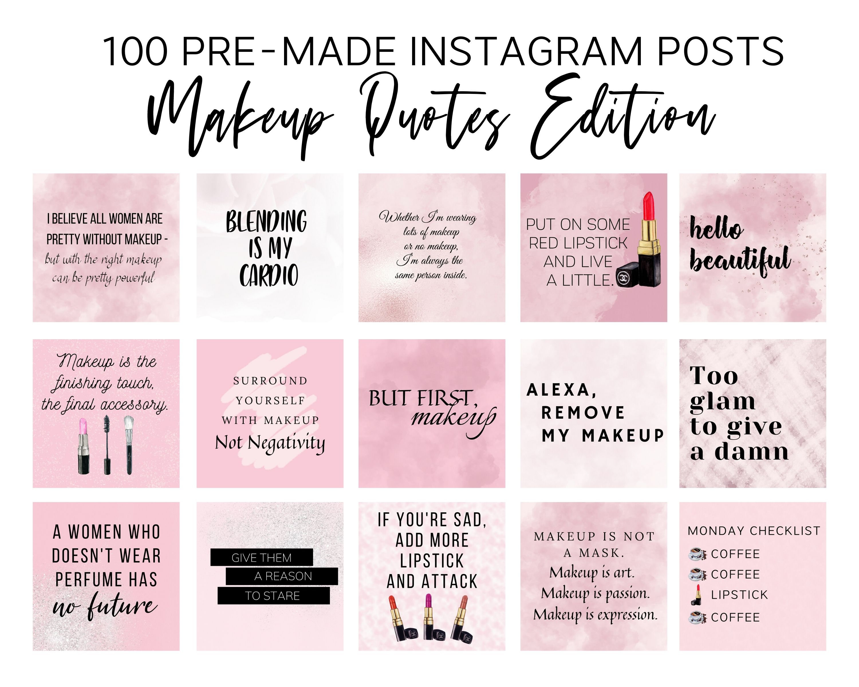Alle Asien Etablering Instagram Post Templates Pink Makeup Artists Posts Quotes - Etsy