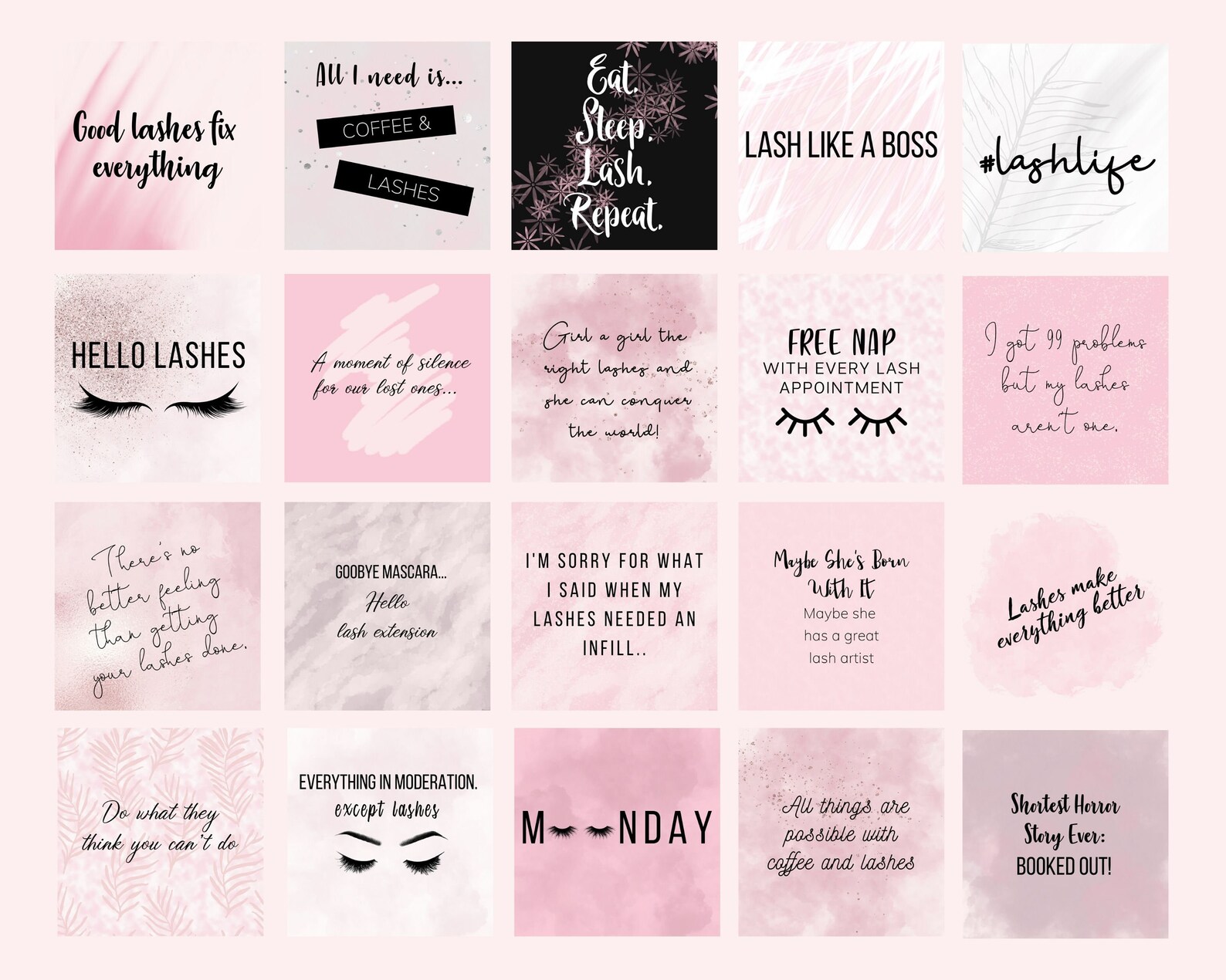 Instagram Post Template Lash Artist Pink Instagram Quotes Etsy