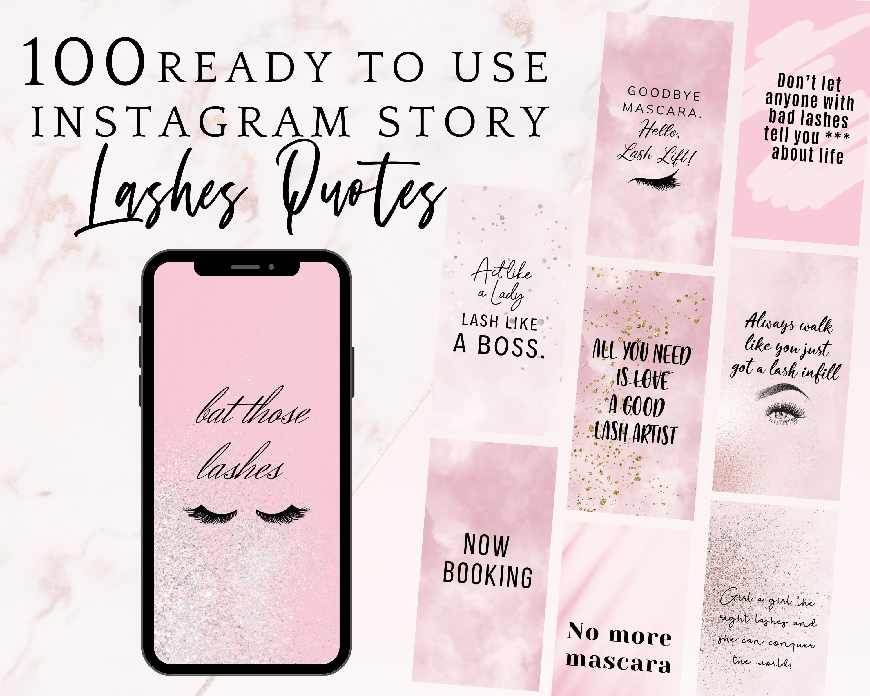 Instagram Post Template Lash Artist Pink Instagram Quotes Etsy