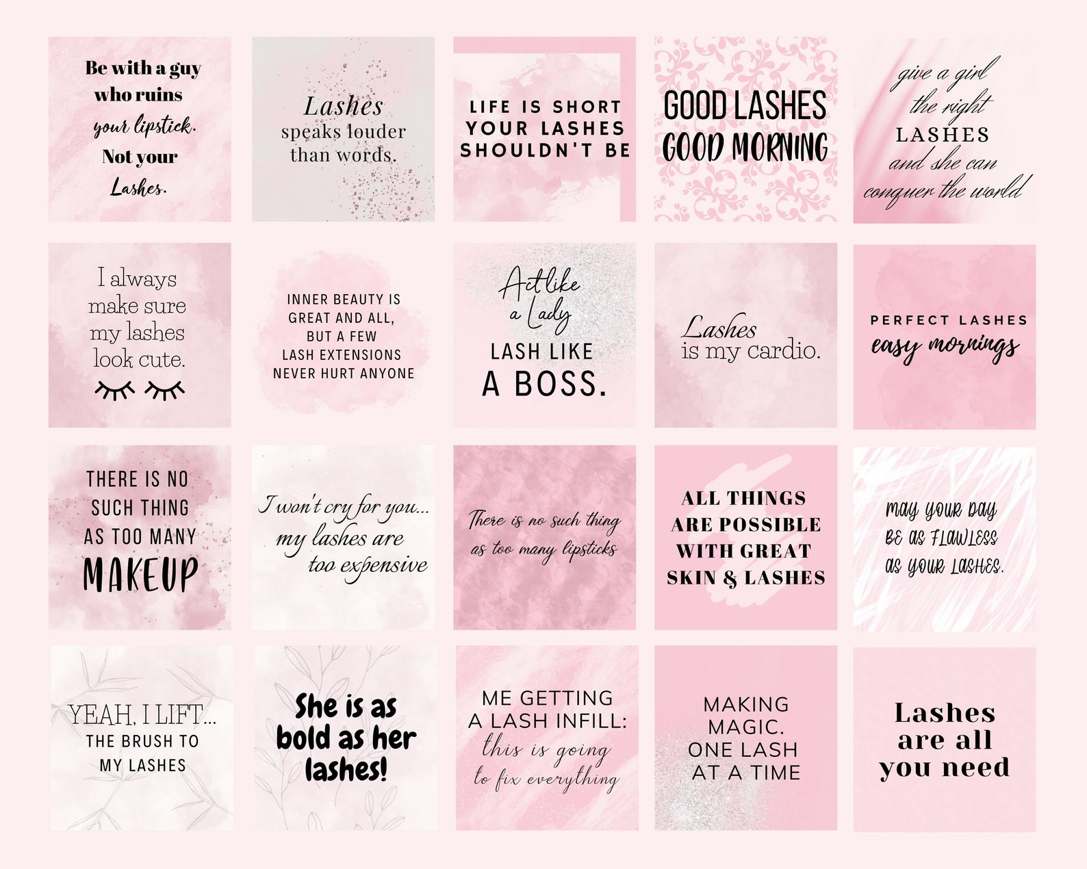Instagram Post Template Lash Artist Pink Instagram Quotes Etsy