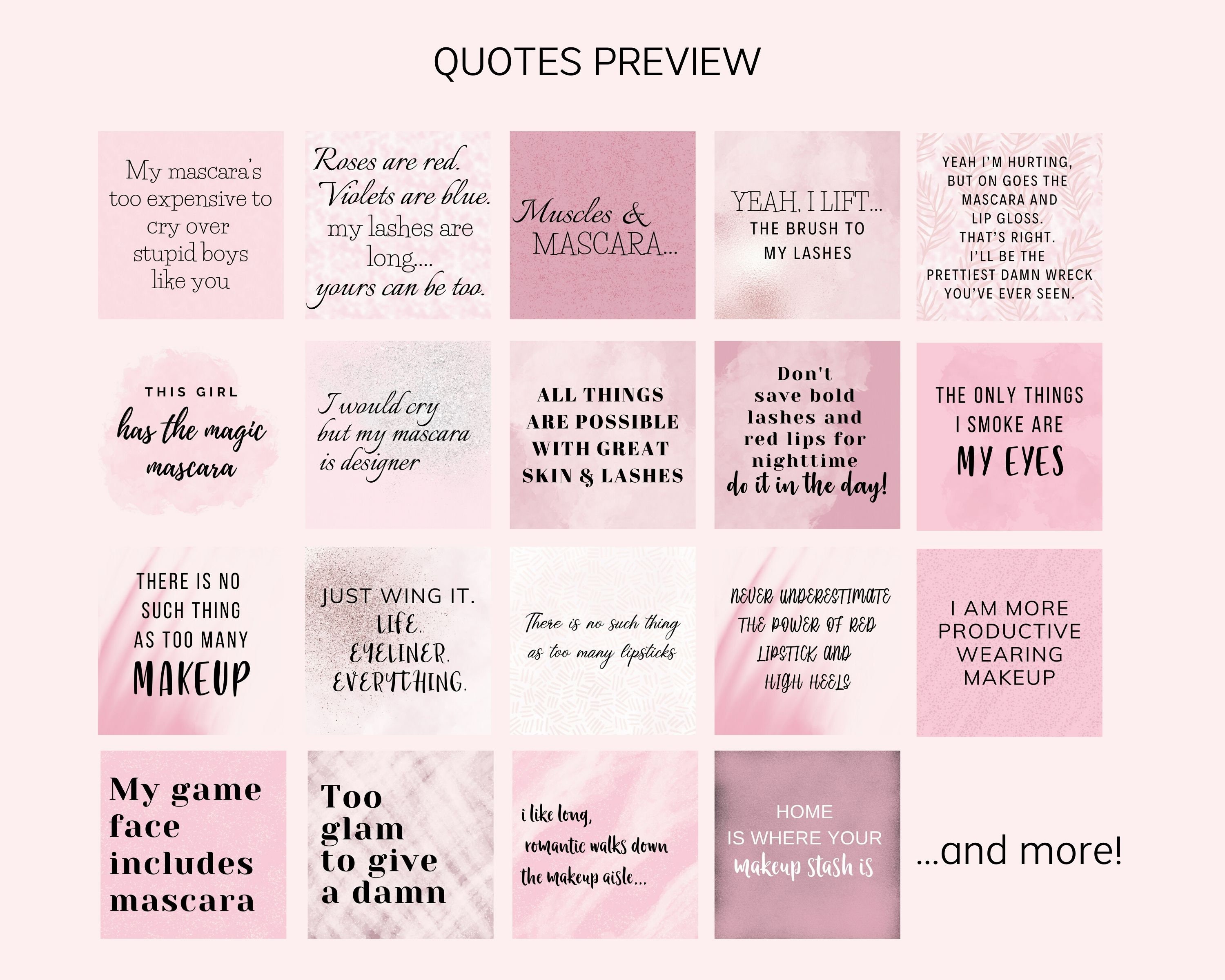 Instagram Post Templates Pink Makeup Artists Posts Quotes | Etsy