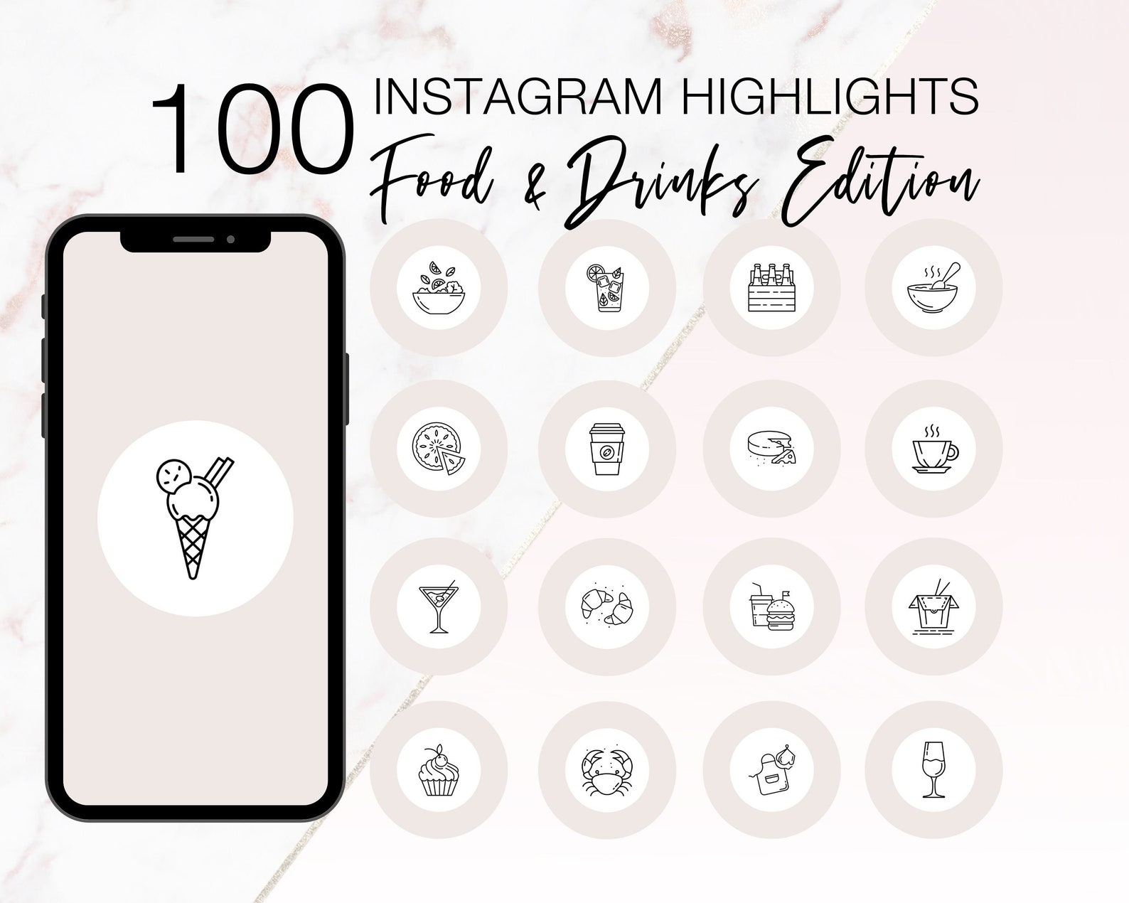 Instagram Highlight Icons Food and Drinks Instagram Story - Etsy