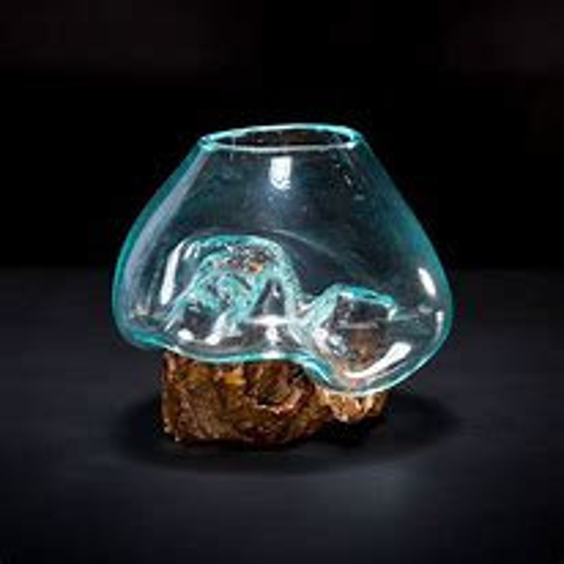 Melted glass bowl on driftwood LARGE Unique & quirky one of Etsy