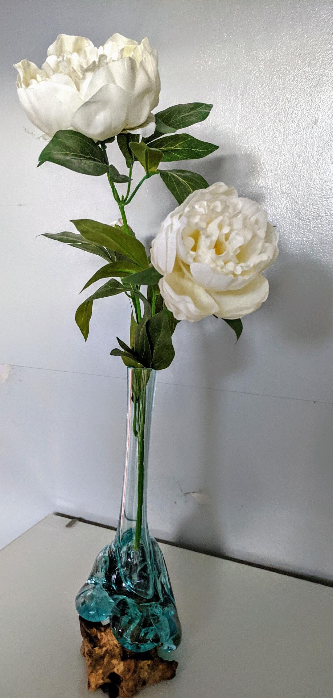 Melted glass Vase on driftwood Unique and quirky one of a kind Etsy