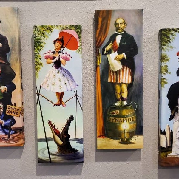 Haunted Mansion inspiriertes Stretching Room Canvas Prints Set aus 4 einzelnen Panels.