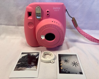 Film Tested Flamingo Pink Instax Mini 9 Instant Camera W/ Close Up Lens - Working! #4030