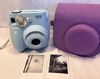Film Tested Light Blue Instax Mini 7s w/ Carrying Case - Working! #403x