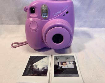 Film Tested Instax Mini 7+ Lavender Instant Camera - Missing Top Plastic Piece. Tested and Working - Discounted! #4040