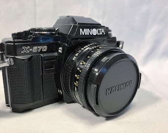 Film Tested 1983 Minolta X-570 35mm SLR Camera w/ Kalimar 50mm 1:1.7 Lens.  Very Good Condition!  #3411