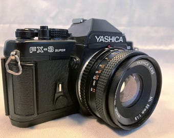 Film Tested 1986 Yashica FX-3 Super 2000 35mm SLR Camera W/ Yashica ML 50mm 1:1.9 Lens + Kalimar 80-200mm Zoom (hazy), Flash. Working! #4057