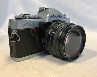 Film Tested Vintage 1977 Minolta XG-7 35mm SLR Camera w/ Rokkor-X MD 50mm 1.1.7 Lens and Instruction Manual.  Working Great! XG7 #3361
