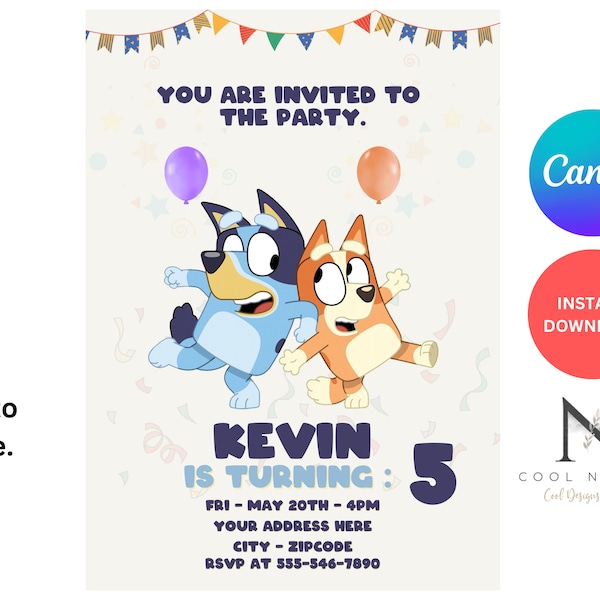 Printable Bluey Birthday Invitation Etsy Printable Bluey Birthday Invitation Etsy