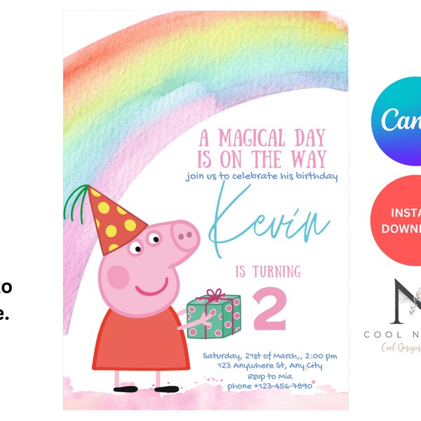 Peppa Pig Invitation - Etsy