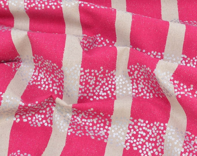 Canvas Streifen Glitzer Punkte silber pink beige Kokka Echino