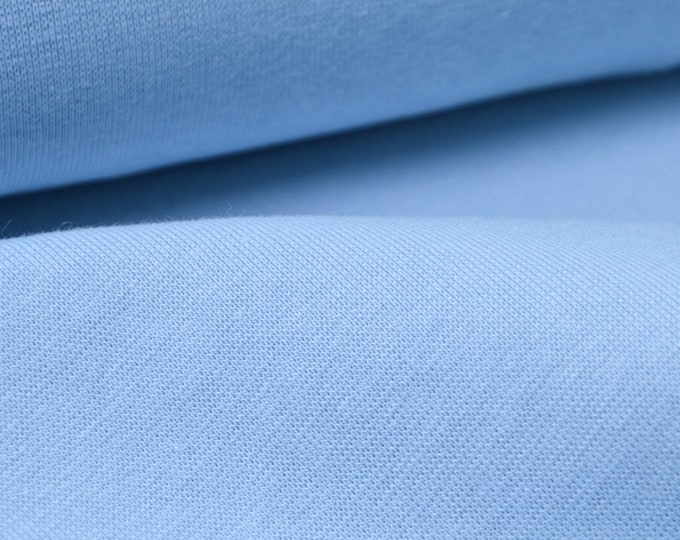 Jersey made of organic cotton plain light blue, blue, soft, brushed - 165 cm wide - fabric knit, UNI
