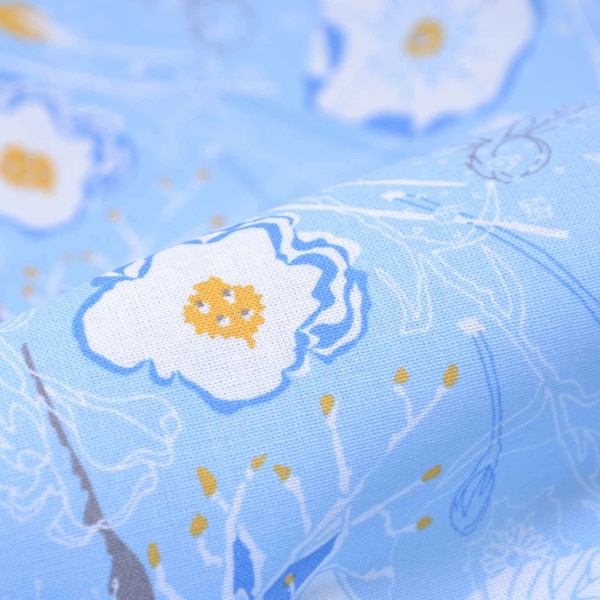 Cotton fabric Lindau light blue with flowers from Westfalenstoffe - 150 cm wide - fabric smooth, patterned