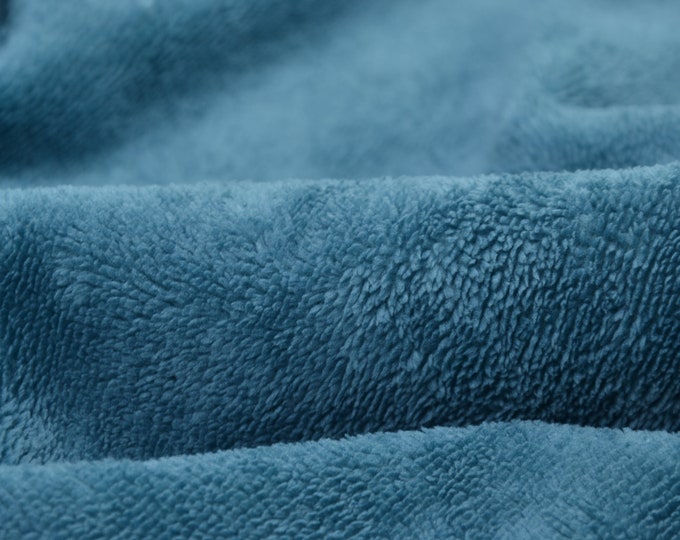 Fleece in petrol made of viscose, polyester and cotton
