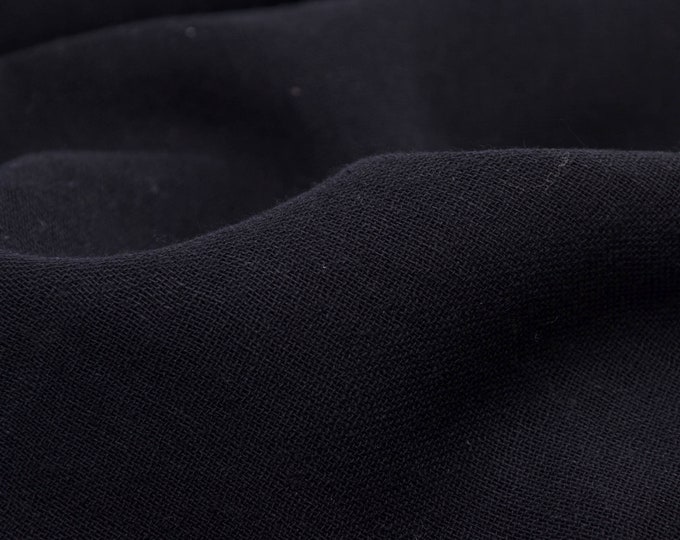 Leinen Rayon uni schwarz, halb transparent - 145cm breit - Stoff glatt UNI