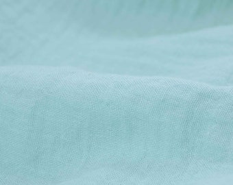 Cotton muslin in solid mint and light blue, OEKO-TEX certified - 130 cm wide - reversible fabric, solid color