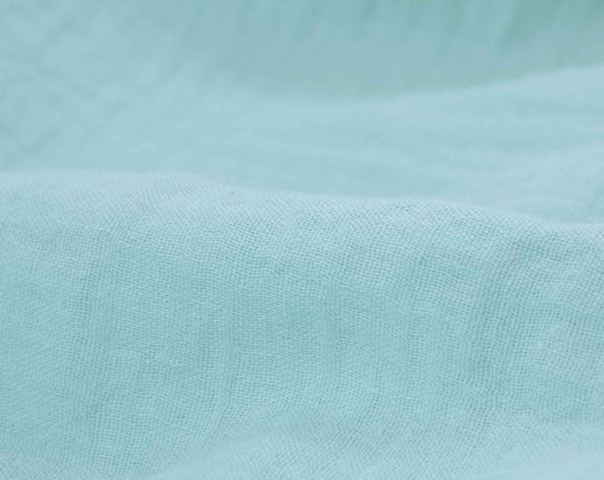Musselin aus Baumwolle in einfarbig mint, hellblau OEKO-TEX - 130cm breit - Stoff beidseitig verwendbar, UNI