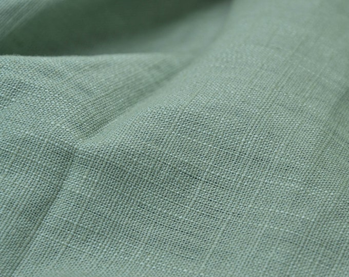 Leinenstoff enzym washed von Hilco in mint - 140cm breit - Stoff glatt UNI