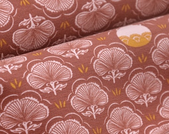 Sweatshirtstoff Clay, Keramik, Blumen, braun von Katia - 150cm breit - Stoff matt Ornamente