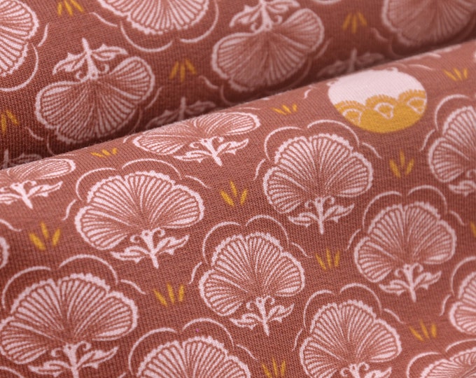 Sweatshirtstoff Clay, Keramik, Blumen, braun von Katia - 150cm breit - Stoff matt Ornamente