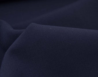 Cotton and stretch trouser fabric, in solid dark blue - 140 cm wide - matte fabric, solid color